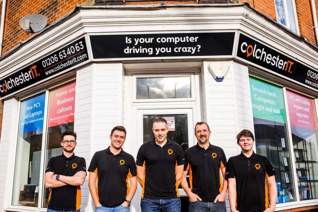 Colchester IT team outside the Bourne Road premises